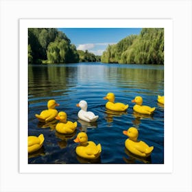 Rubber Ducks In The Water Art Print