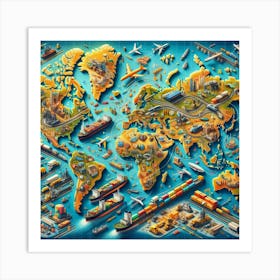 3d World Map Art Print