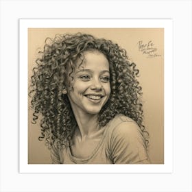 Portrait Of A Girl With Curly Hair 1 Art Print