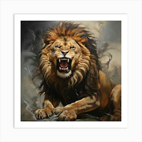 Lion Roaring Art Print