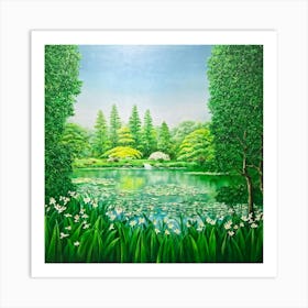 An Extended Journey Through The Lush Tropical Foliage Of A Japanese Garden Featuring Vivid Green L Art Print