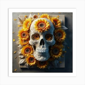 Sunflower Skull 1 Art Print