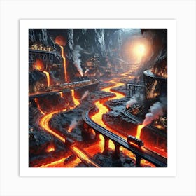 Lava City Trains Art Print