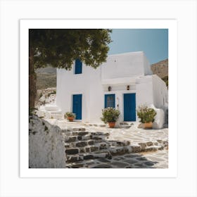 Whitewashed House In Mykonos Art Print