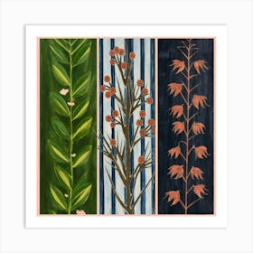 Three Paintings Of Flowers 1 Art Print