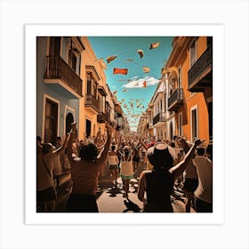 Kites In The Street while dancing in Old San Juan Art Print