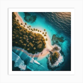 Aerial View Of A Tropical Island 1 Art Print