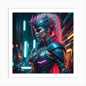 Futuristic Girl In Armor Art Print