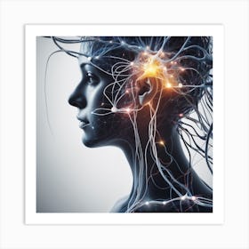 Woman'S Head With Brain Art Print