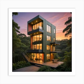 Modern House In The Forest 1 Art Print