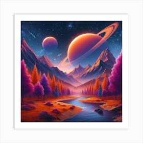 Saturn Landscape Art Print