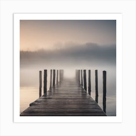 967448 A Wooden Pier At Misty Dawn In A Still Sea Xl 1024 V1 0 2 Art Print