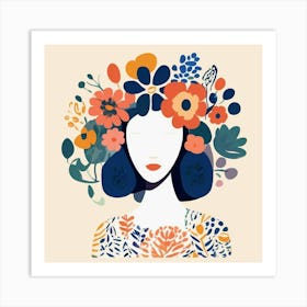  faceless woman portrait with floral head crown  Poster