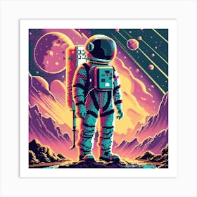 Pixel Art Spaceman Poster 2 Art Print