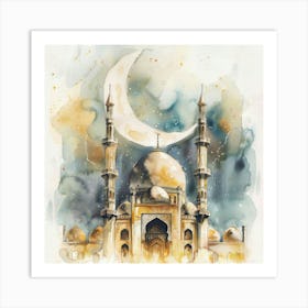 Watercolor Of A Mosque Art Print