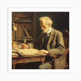 Man Writing At A Desk Art Print