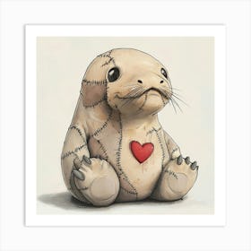 Patchwork Cartoon Baby Walrus 4 Poster