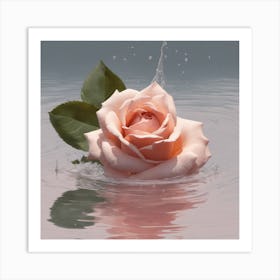 Pink Rose In Water 1 Art Print