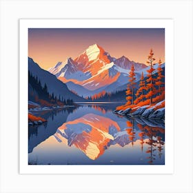 Mountain Lake Landscape Art Print (1) Art Print