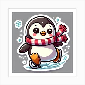 Penguin Sledding Art Print