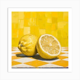 Lemon Yellow Checkerboard 4 Art Print