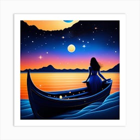 Girl In A Boat Art Print