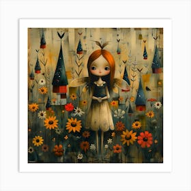 Fairy Garden, Naïf, Whimsical, Folk, Minimalistic Art Print