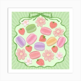 Sweet Macaroons in Mint Green Art Print