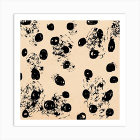 Black Dots On A Peach Fuzz Background Art Print