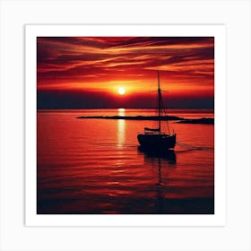 Sailboat At Sunset 26 Art Print