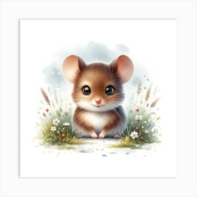 Cute Mouse in Grass Art Print