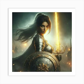 Warrior With Sword And Shield Art Print