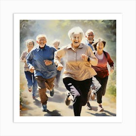 Jogging Seniors Art Print