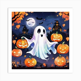 Ghosts And Pumpkins 3 Art Print