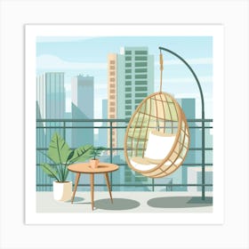 Balcony With Hanging Chair 5 Art Print