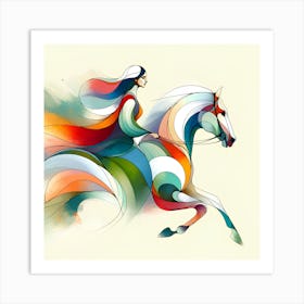 Woman Riding A Horse 2 Art Print