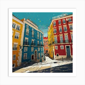 Colorful Buildings In Lisbon Art Print