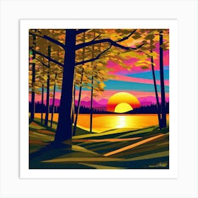 Sunset In The Woods 5 Art Print