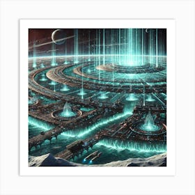 Cosmic Interference Grid Art Print