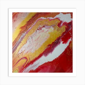 Red Golden Abstract Painting Art Print