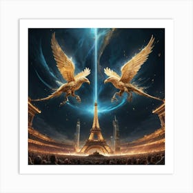 Eagles In Flight paintings art print Art Print