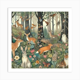 Woodland Animals Art Print