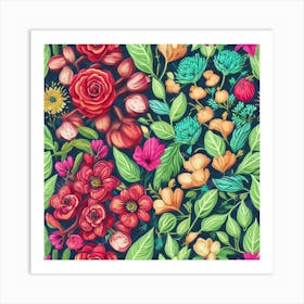 Floral Seamless Pattern 3 Art Print