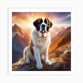 St Bernard Dog 78 Art Print