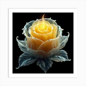 Rose With Flames Art Print