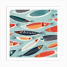 Cheerful Sardine Pattern Art Print