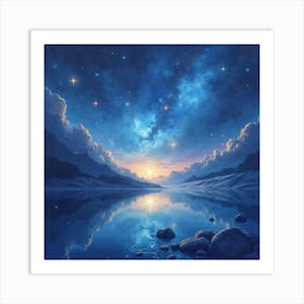 Dreamy Cosmic Watercolor With Luminous Star Formations 1 Art Print