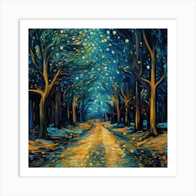 Starry Night In The Forest Art Print