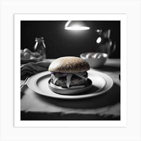 Burger On A Plate 28 Art Print