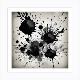 Black Ink Splatters Art Print